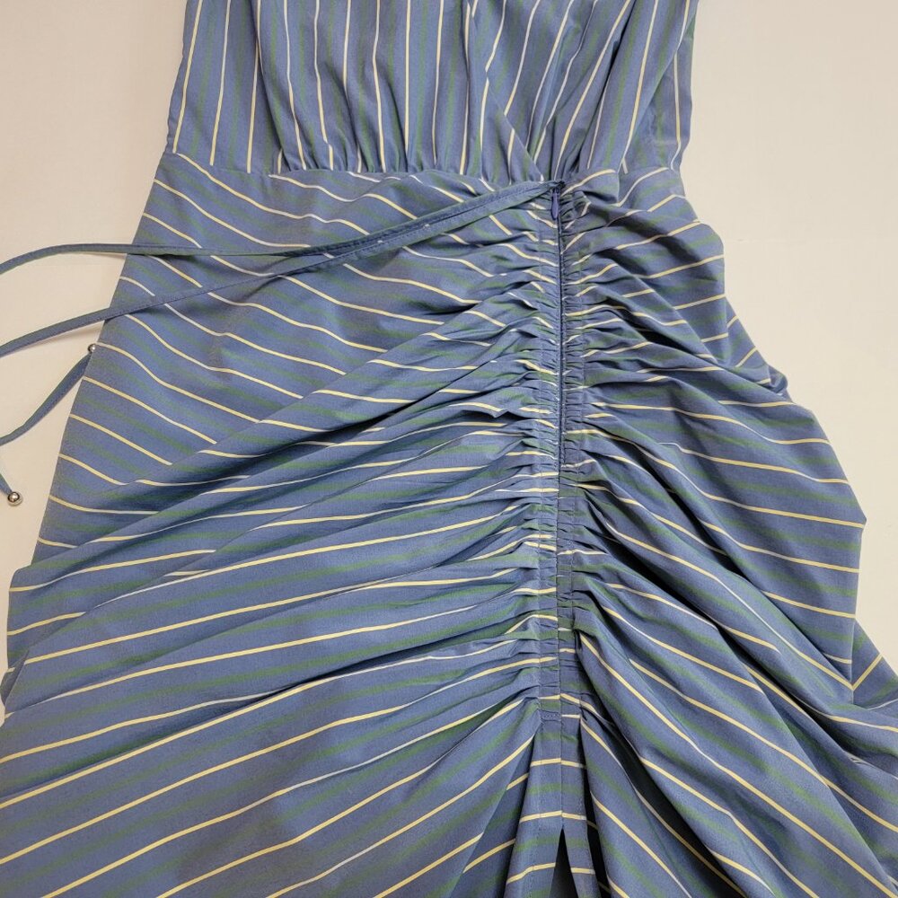 VERONICA BEARD Teagan Ruched Striped Poplin Midi Dress - Picture 11 of 16